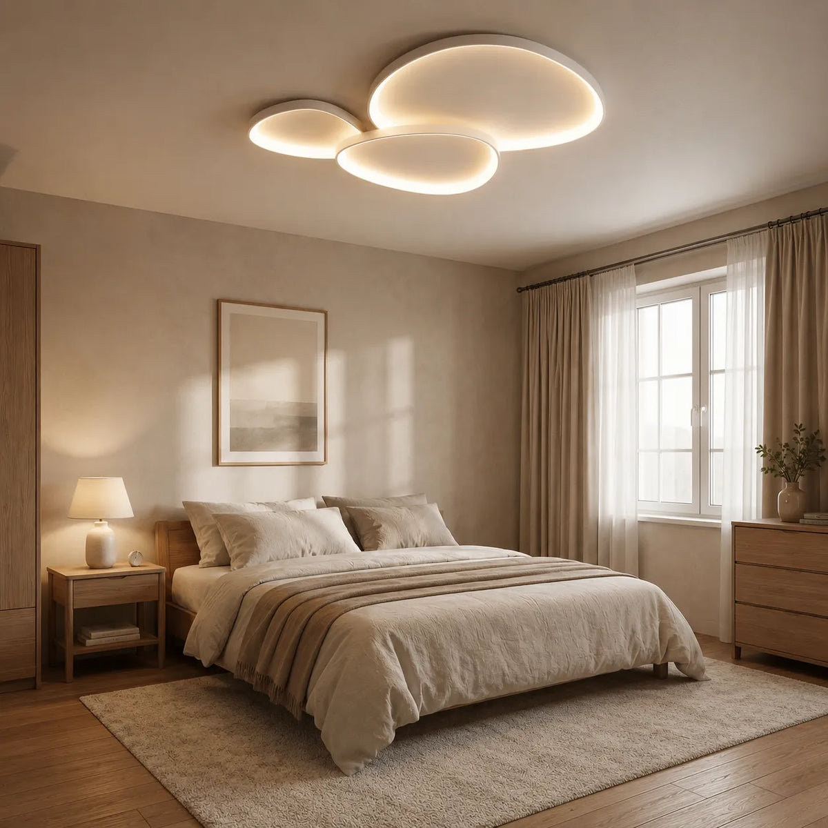 Plafonnier LED à anneau flottant moderne, pour la chambre, la salle à manger ou le salon