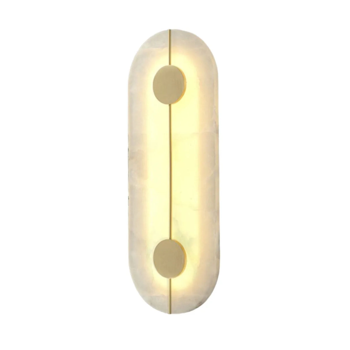 Wandleuchte mit Marmorschirm, Kupferrahmen und LED-Licht