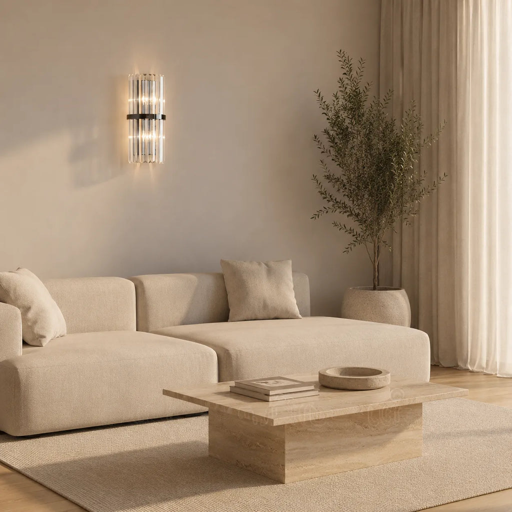 Applique murale Avella moderne en acier inoxydable et cristal