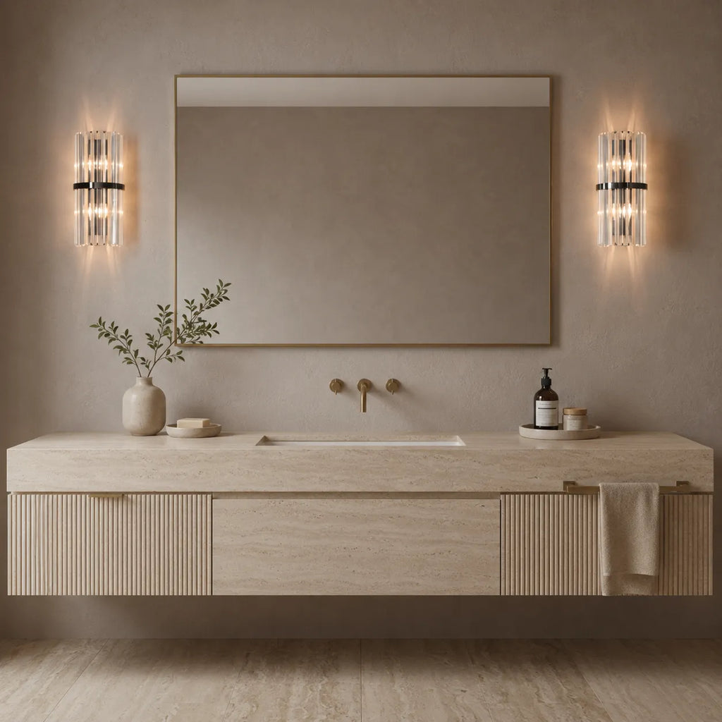 Applique murale Avella moderne en acier inoxydable et cristal