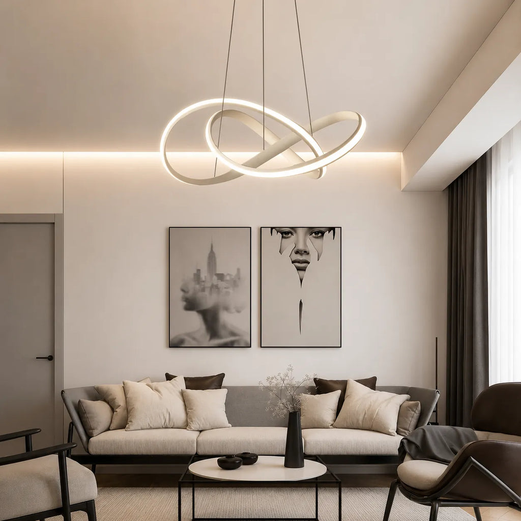 Modern Twisted LED Pendant Light with Sculptural Form and Dimmable Control