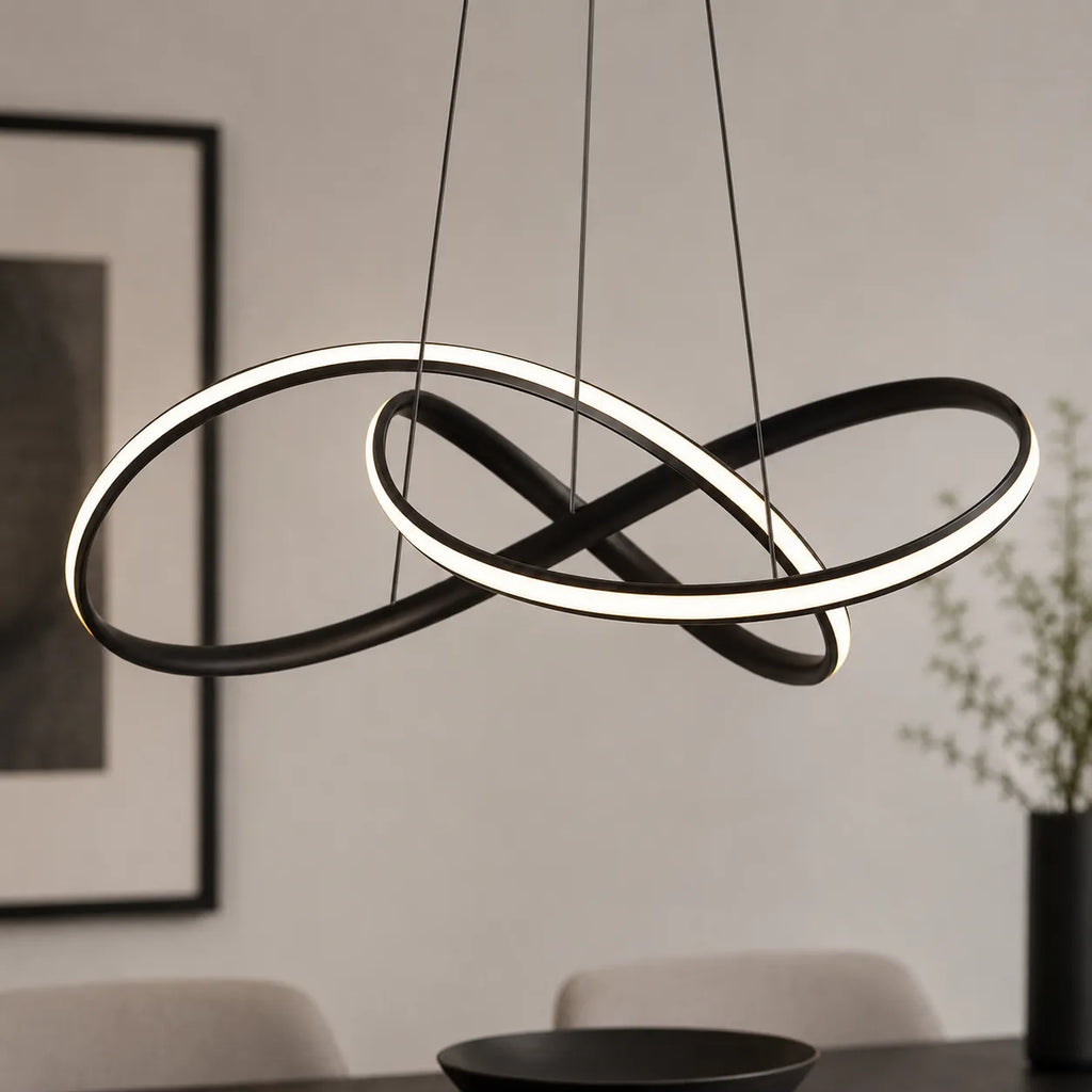 Modern Twisted LED Pendant Light with Sculptural Form and Dimmable Control