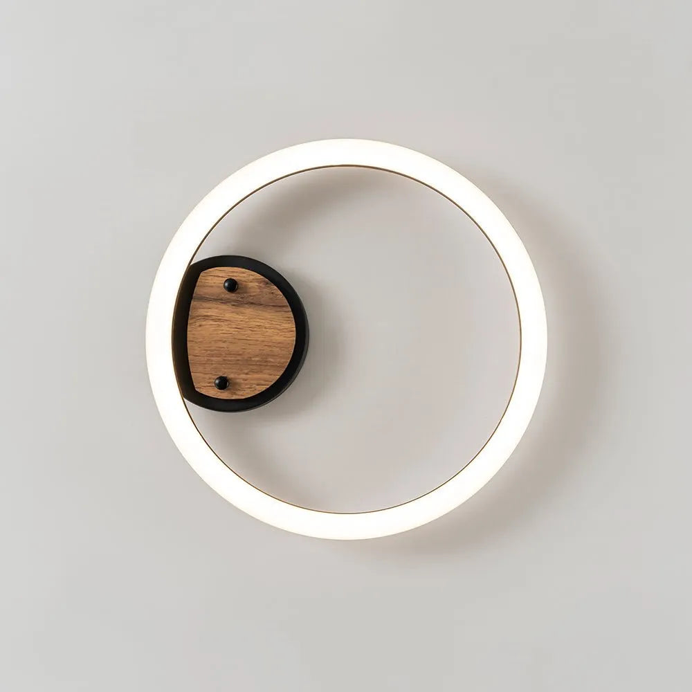 Kitchen Ceiling Lights Semi Flush LED with Modern Wood Accent Ring Design