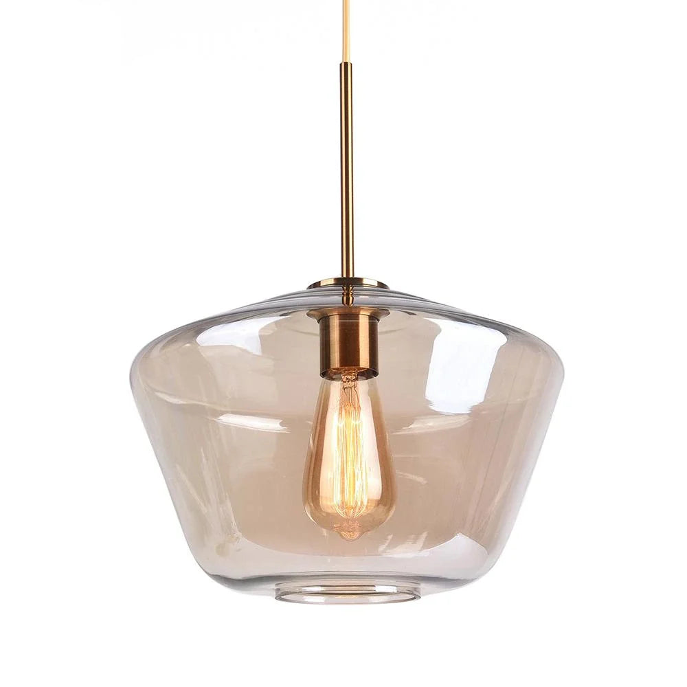 Pendant Light with Geometric Glass Shade and Dimmable LED for Living Room