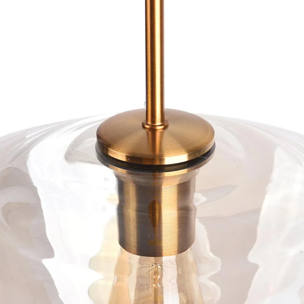 Pendant Light with Geometric Glass Shade and Dimmable LED for Living Room