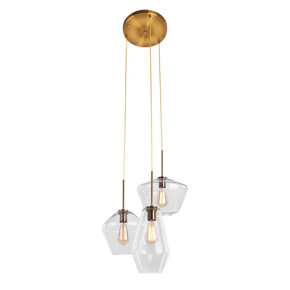 Pendant Light with Geometric Glass Shade and Dimmable LED for Living Room