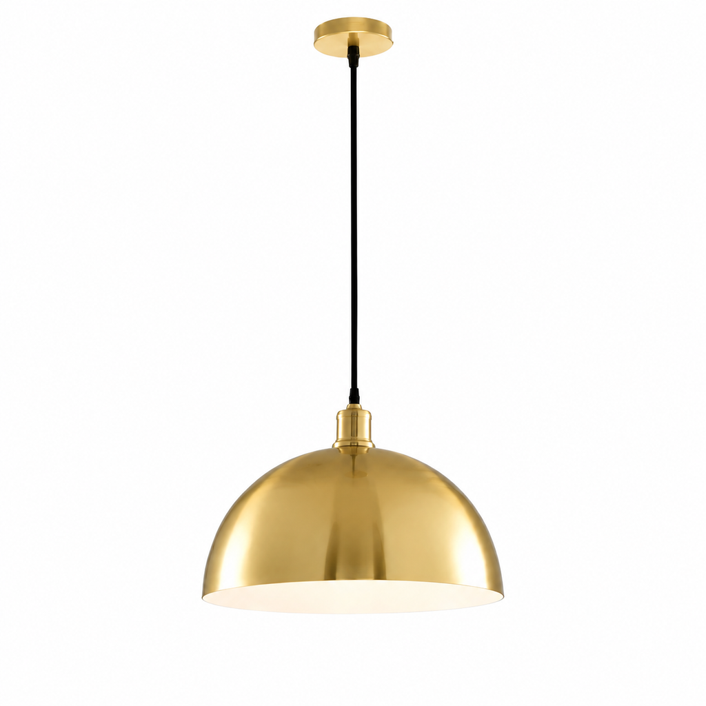 Lampada a sospensione Calix industriale con cupola in metallo martellato