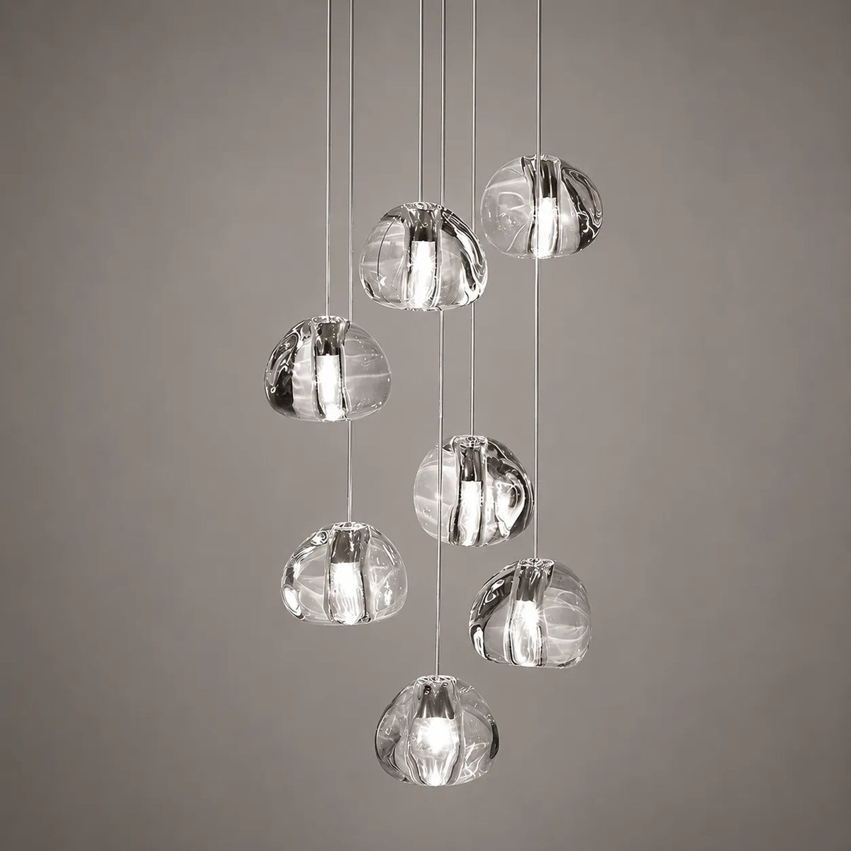 Pendant Light with Modern Crystal Waterfall Cluster Design and Faceted Elements