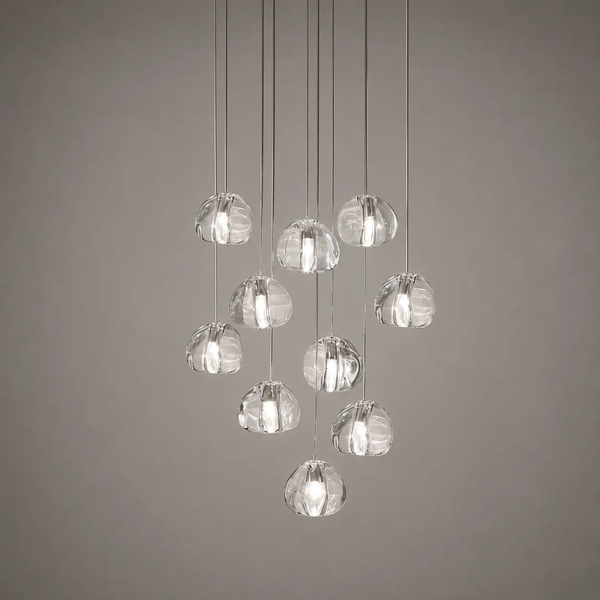 Pendant Light with Modern Crystal Waterfall Cluster Design and Faceted Elements