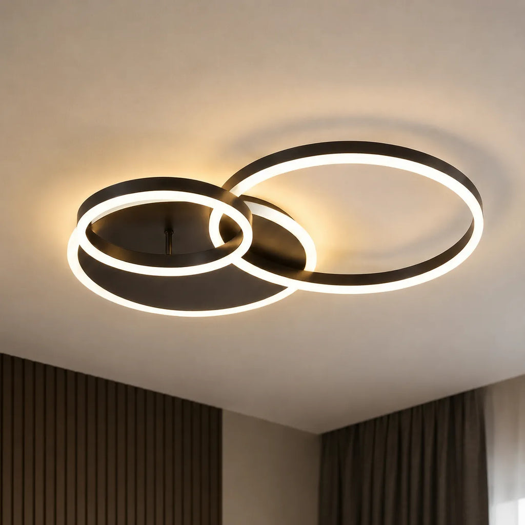 Lámpara LED de techo con modernos anillos superpuestos para el dormitorio, la sala y la sala de estar