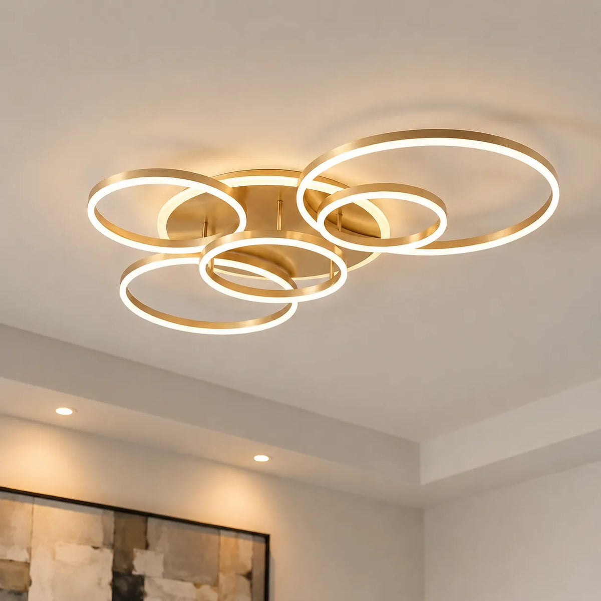 Plafoniera a LED con moderni anelli sovrapposti, per camera da letto, soggiorno e salotto