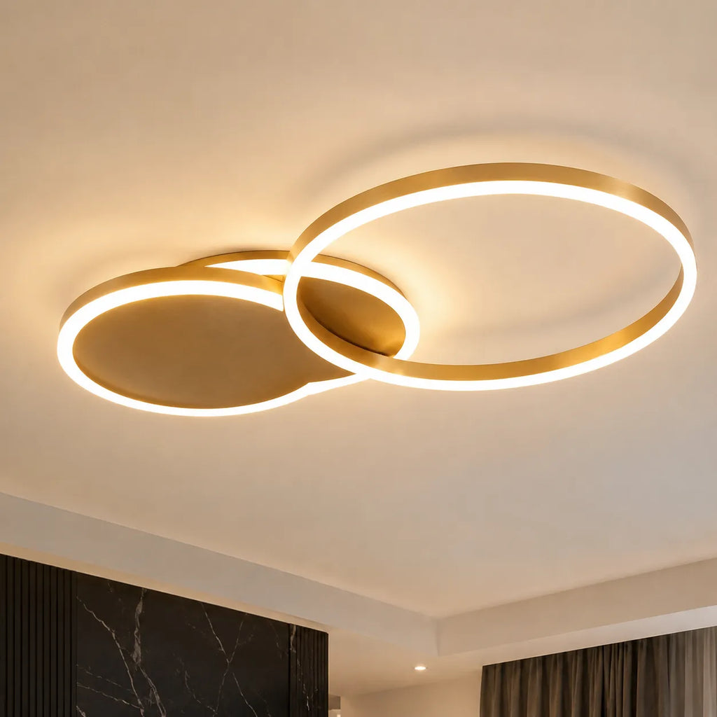Lámpara LED de techo con modernos anillos superpuestos para el dormitorio, la sala y la sala de estar