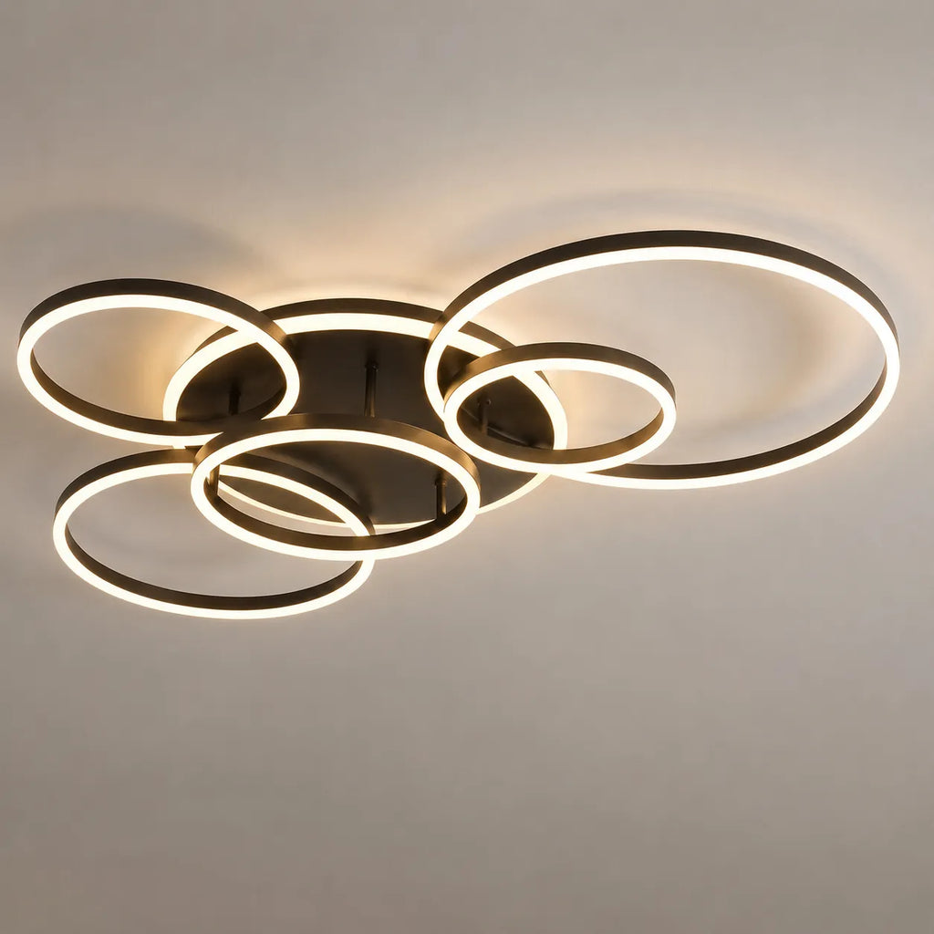 Lámpara LED de techo con modernos anillos superpuestos para el dormitorio, la sala y la sala de estar