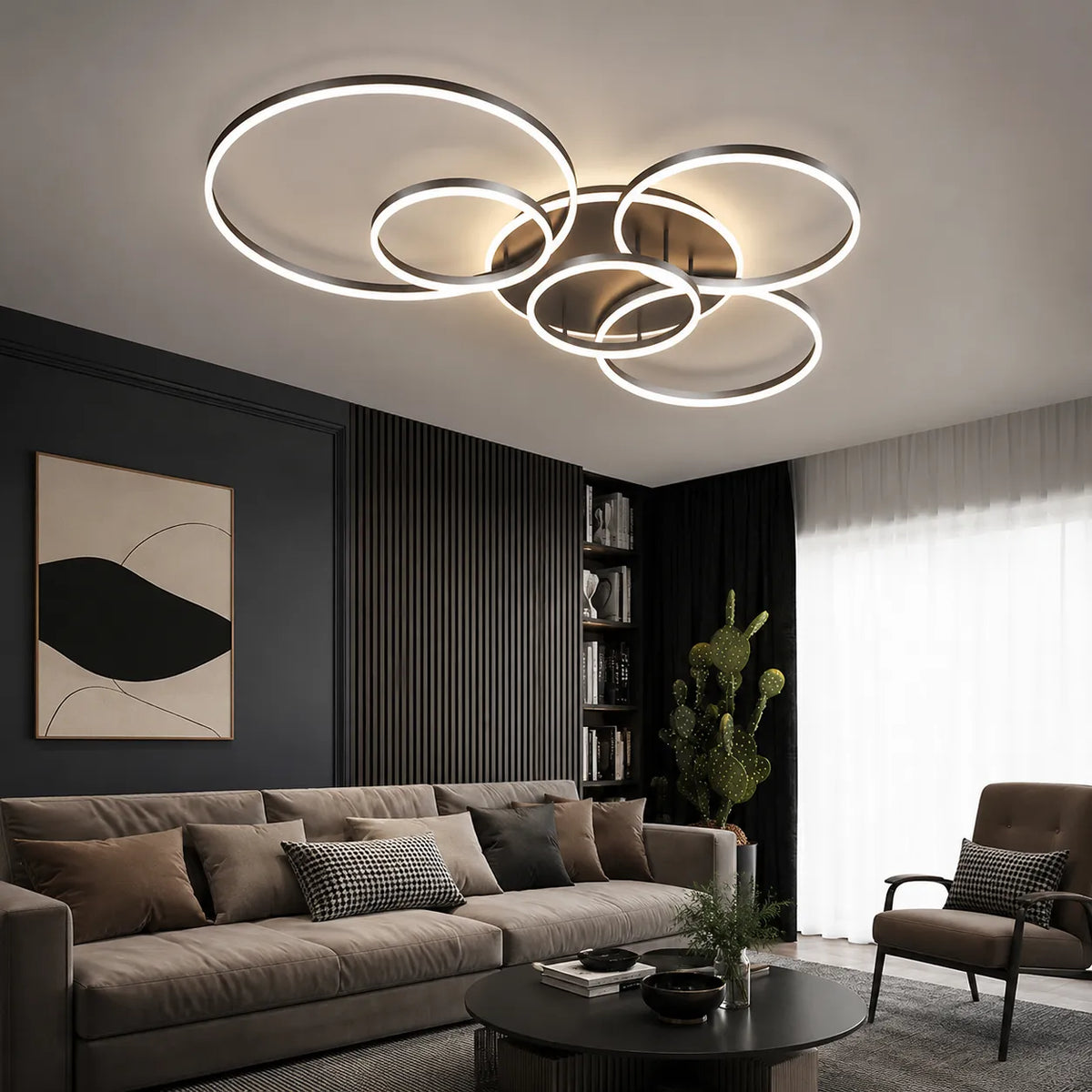 Plafoniera a LED con moderni anelli sovrapposti, per camera da letto, soggiorno e salotto