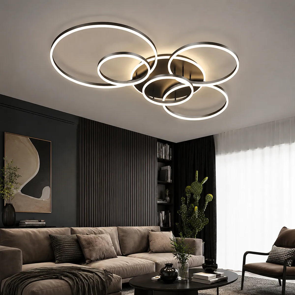 Plafoniera a LED con moderni anelli sovrapposti, per camera da letto, soggiorno e salotto