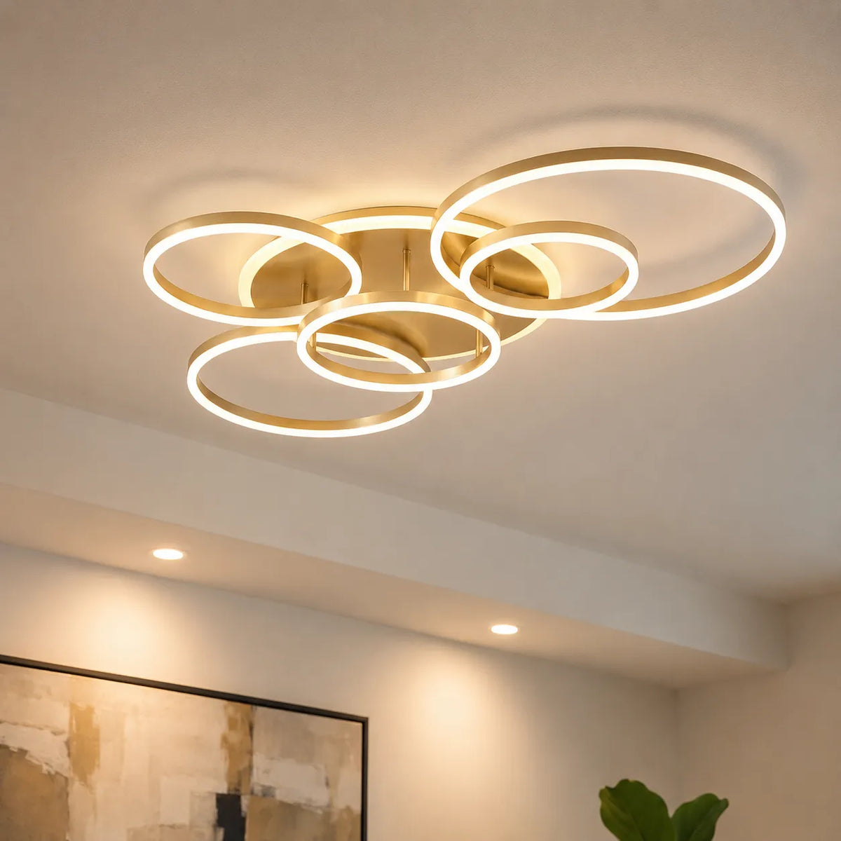 Plafoniera a LED con moderni anelli sovrapposti, per camera da letto, soggiorno e salotto