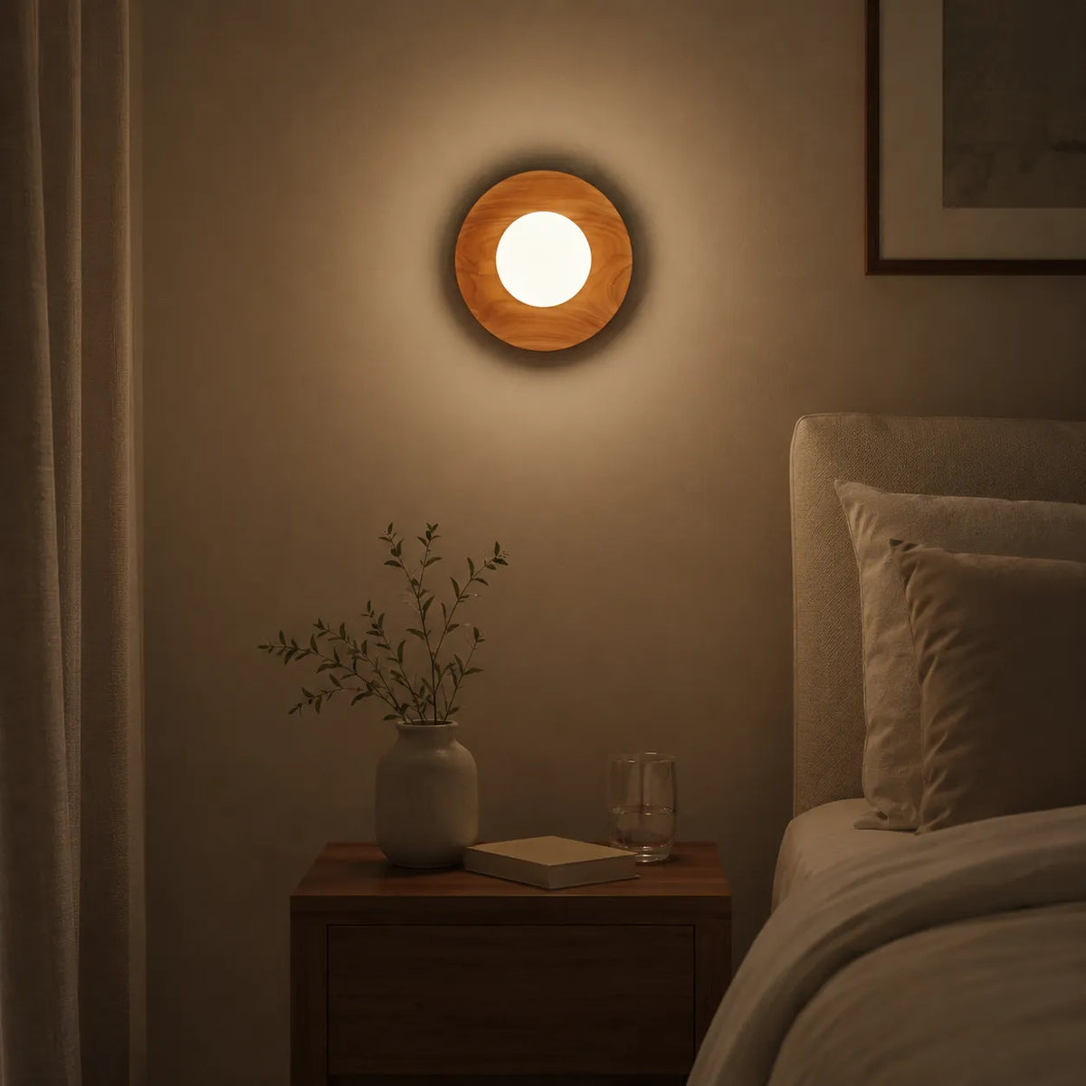 Applique murale à LED intégrées, au design minimaliste naturel et en laiton