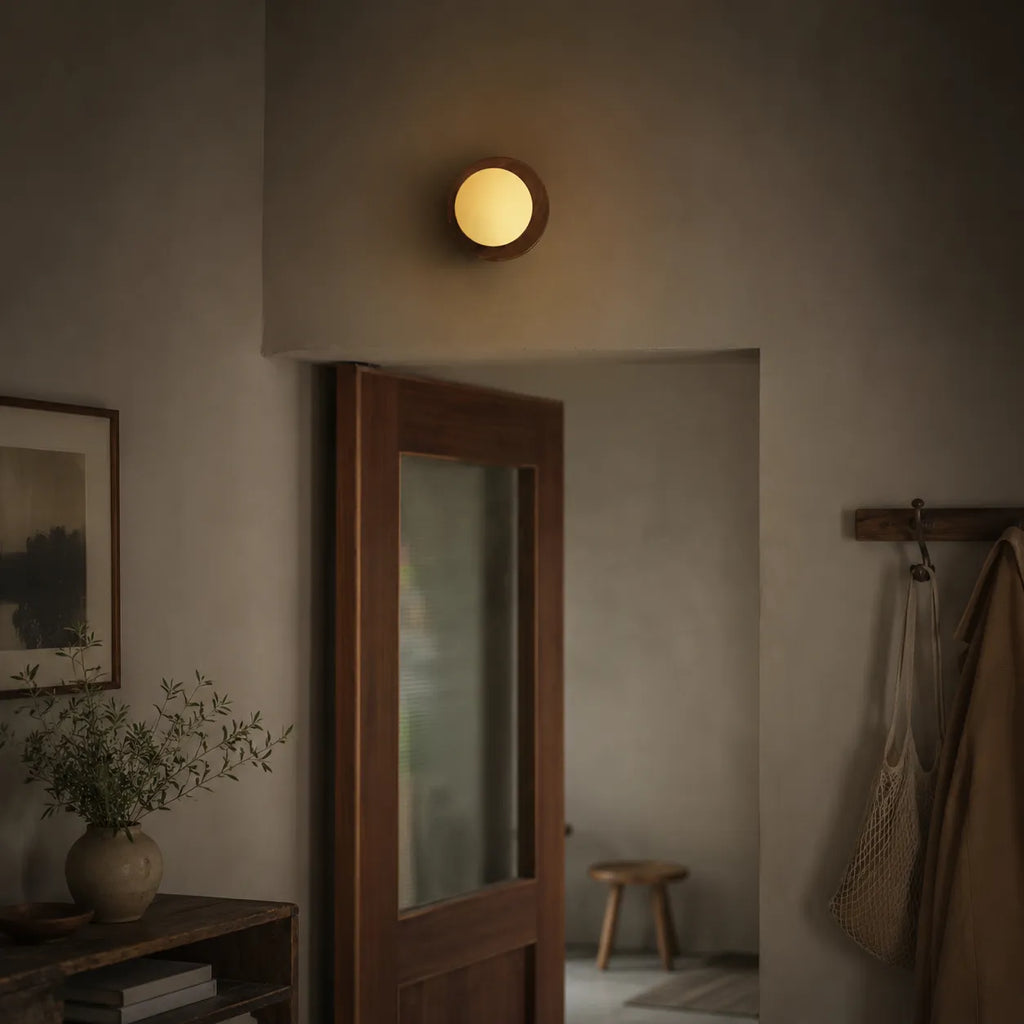 Applique murale à LED intégrées, au design minimaliste naturel et en laiton