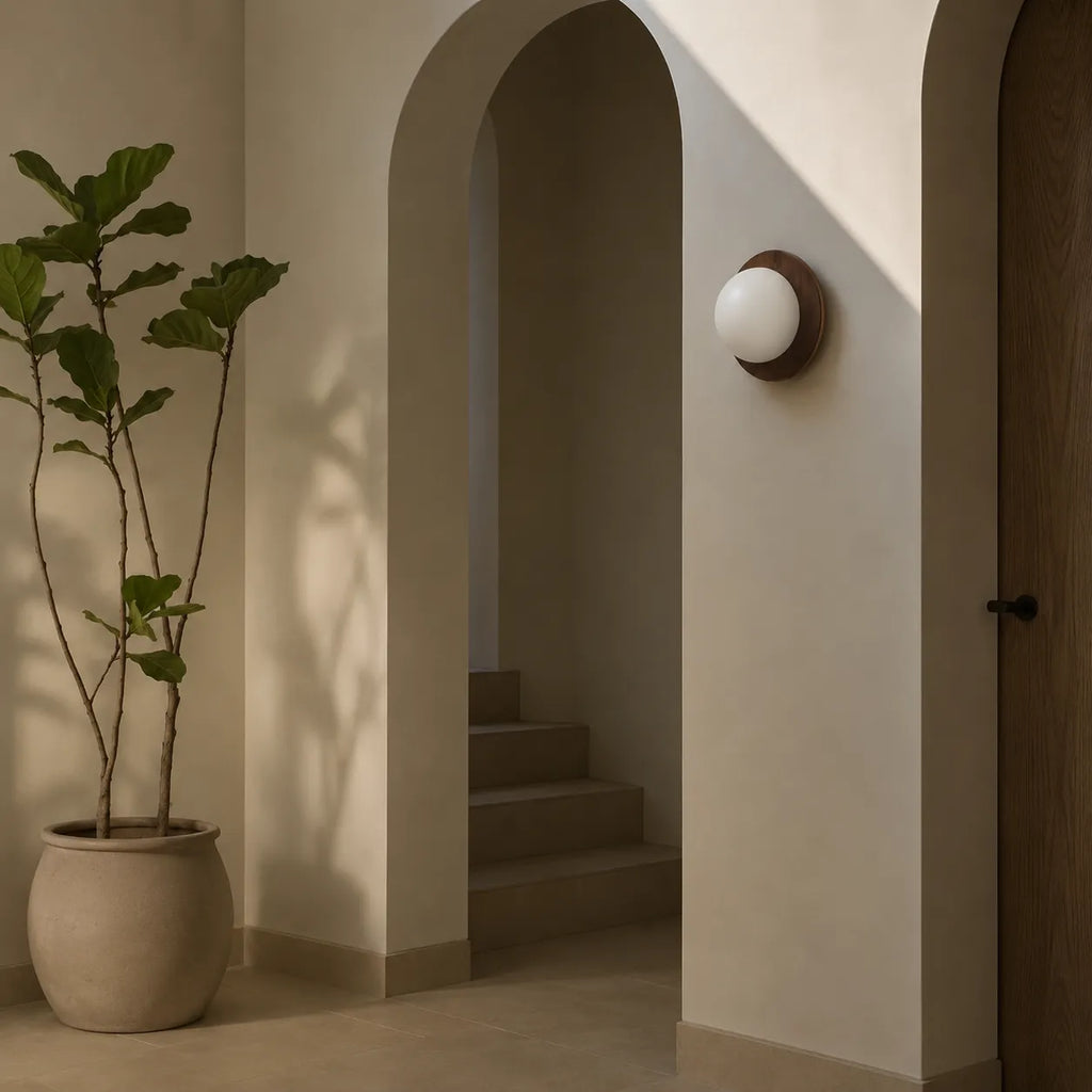 Applique murale à LED intégrées, au design minimaliste naturel et en laiton