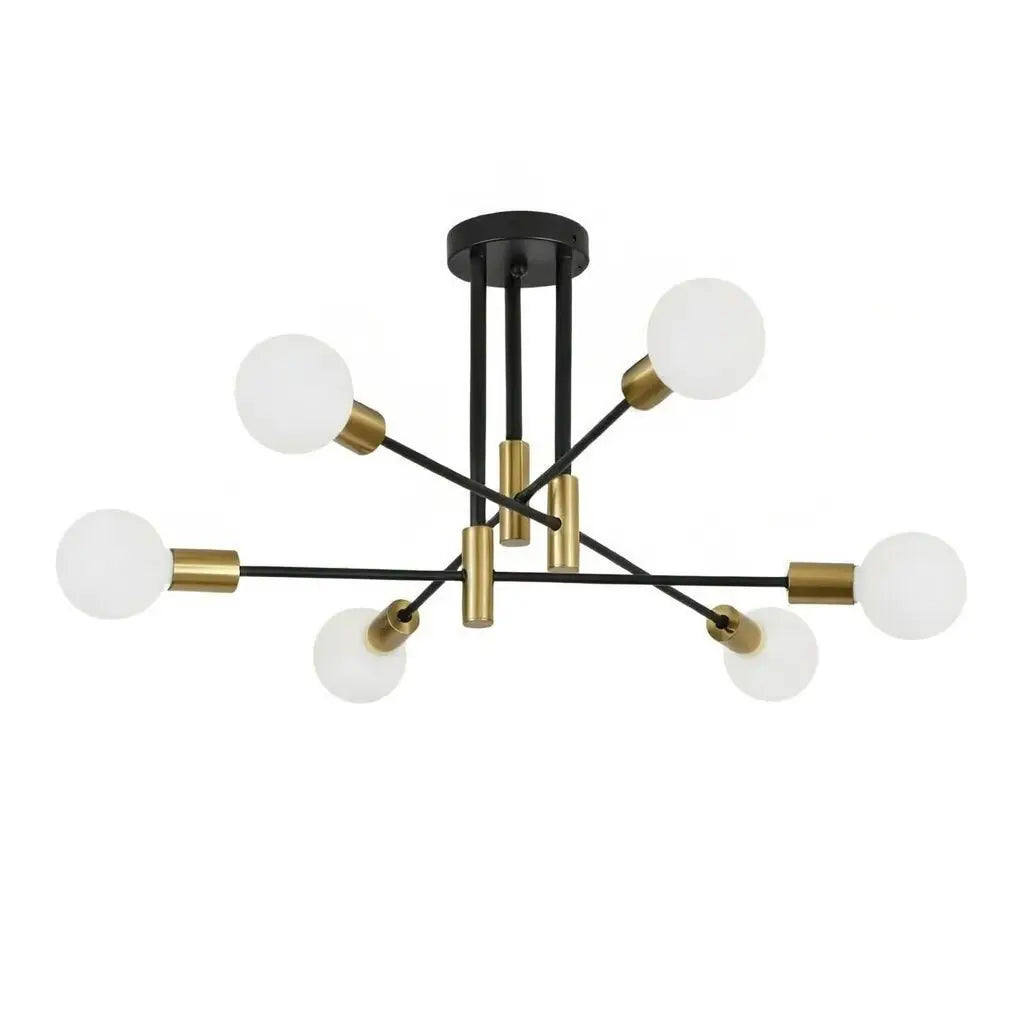 Plafonnier semi-affleurant Sputnik du milieu du siècle avec bras rayonnants