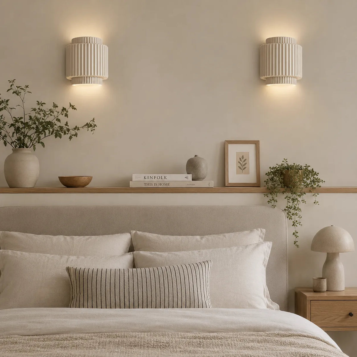 Lounge Wall Lights with Ribbed Resin Cylinder Shade and Up Down Illumination