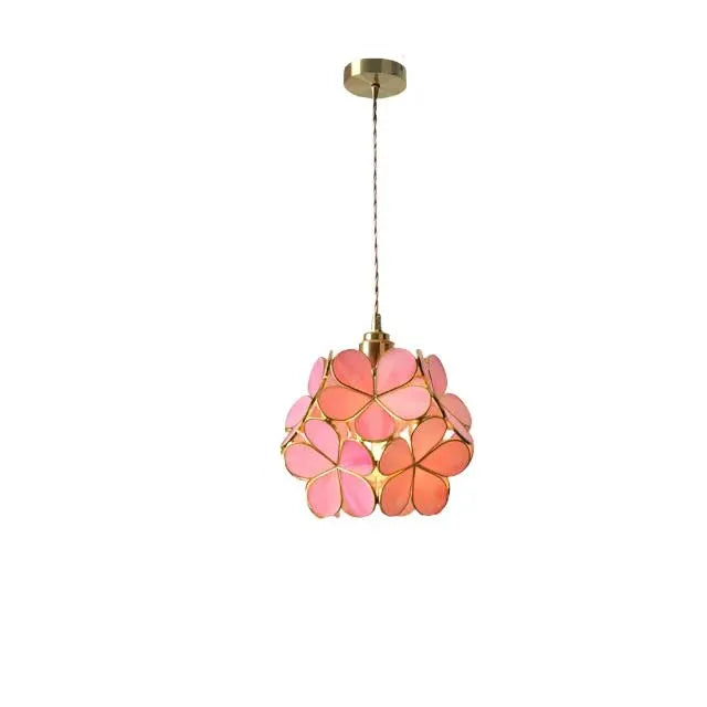 Pendelleuchte mit skulpturalem Glasblütendesign und Steindetails