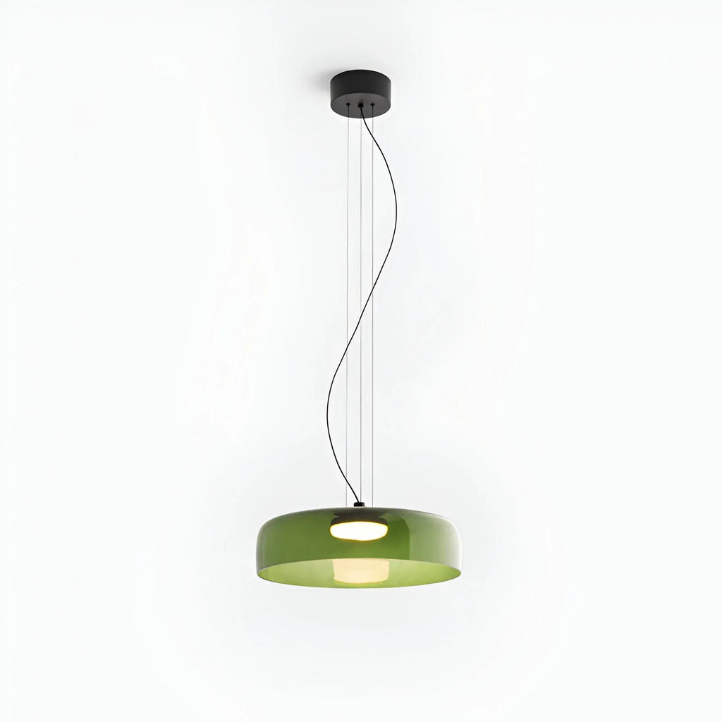 Lámpara colgante con vidrio escultural en capas e iluminación difusa y suave