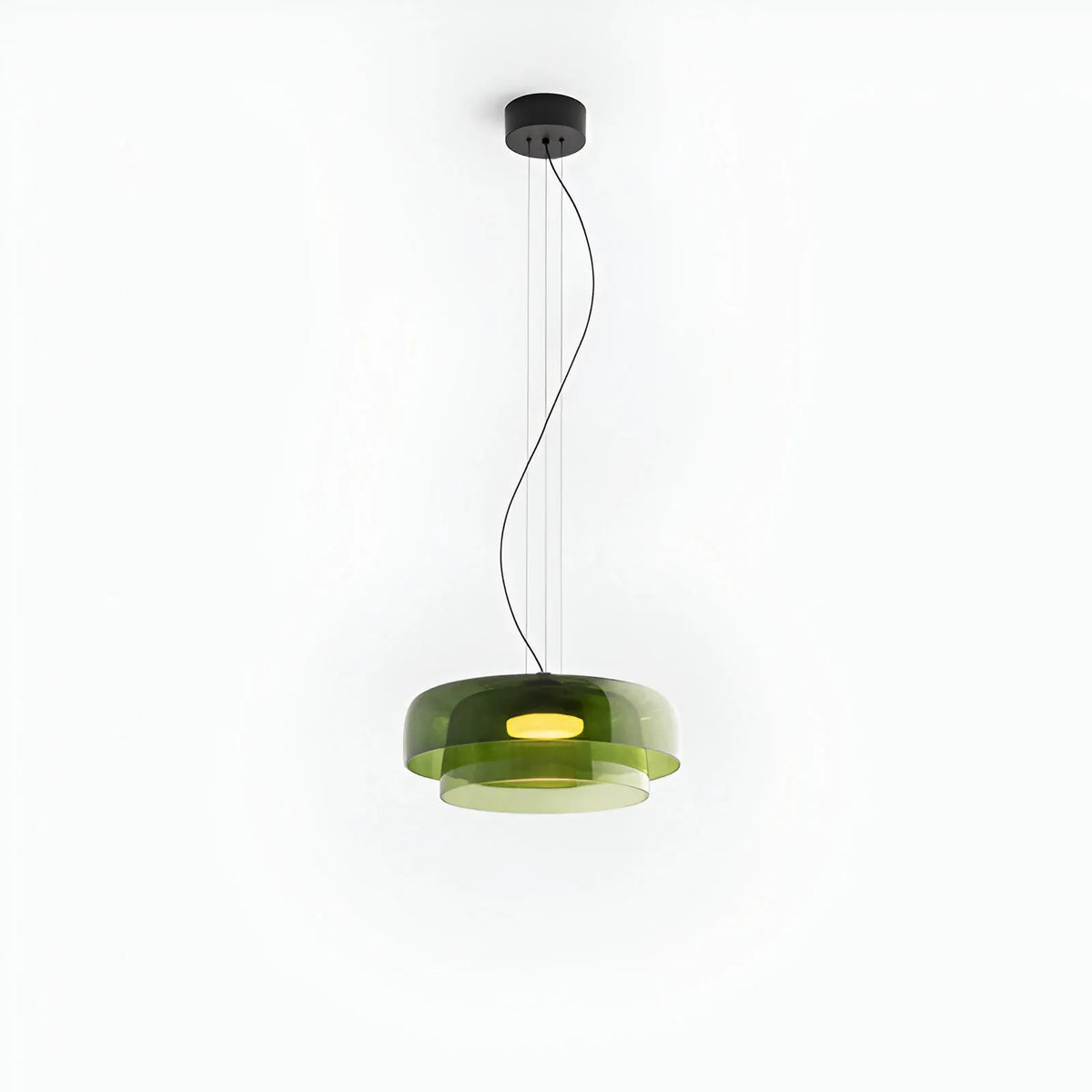 Pendant Light with Layered Sculptural Glass and Soft Diffused Illumination