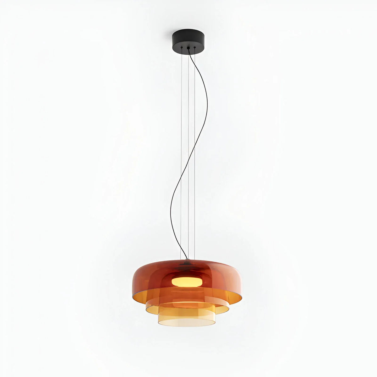 Pendant Light with Layered Sculptural Glass and Soft Diffused Illumination
