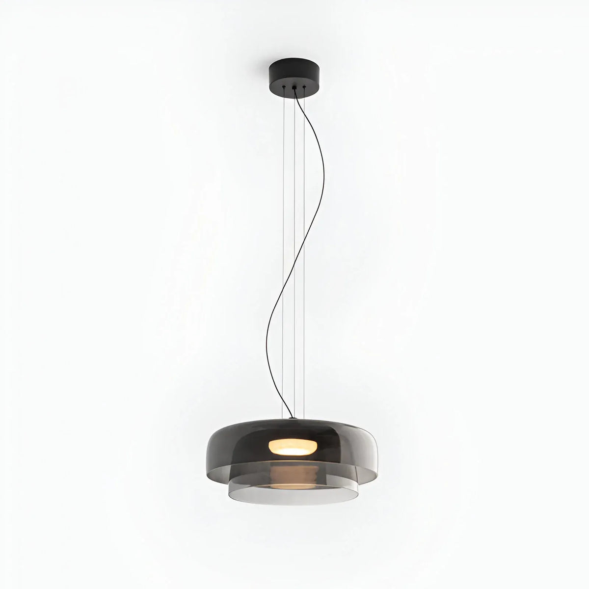 Pendant Light with Layered Sculptural Glass and Soft Diffused Illumination