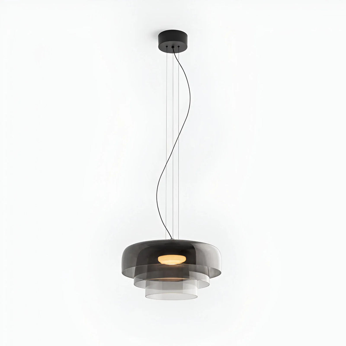 Pendant Light with Layered Sculptural Glass and Soft Diffused Illumination