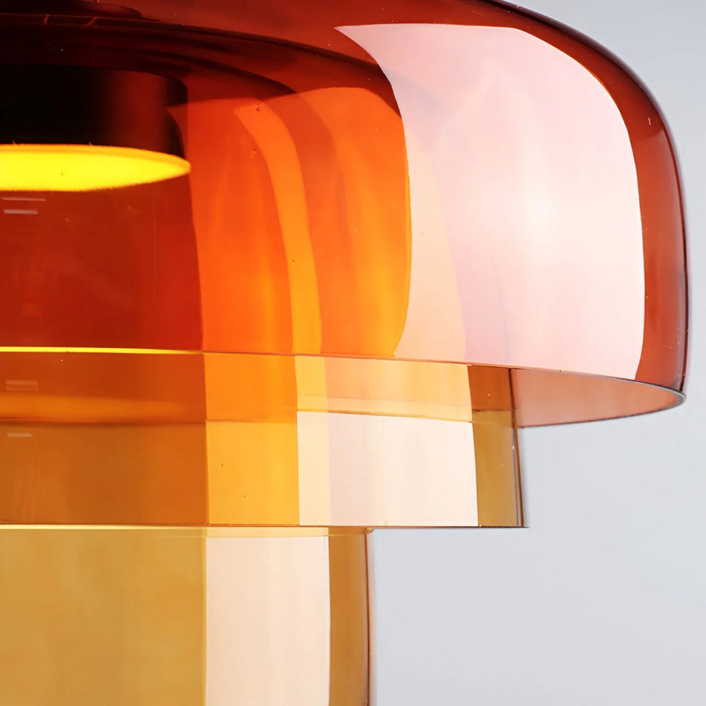 Lámpara colgante con vidrio escultural en capas e iluminación difusa y suave
