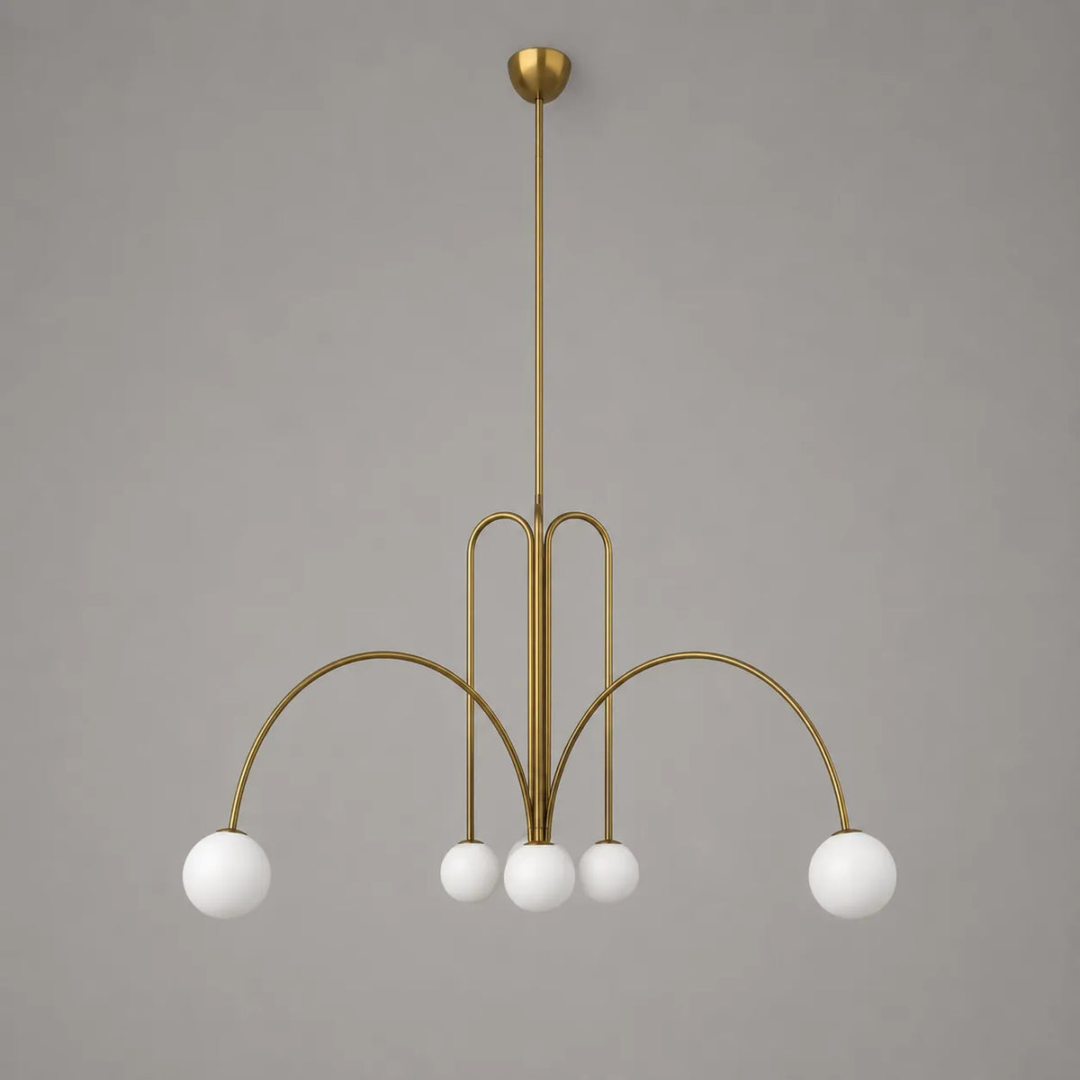 Pendelleuchte mit mundgeblasenem Glasschirm und Metallrahmen für Ess- und Wohnzimmer