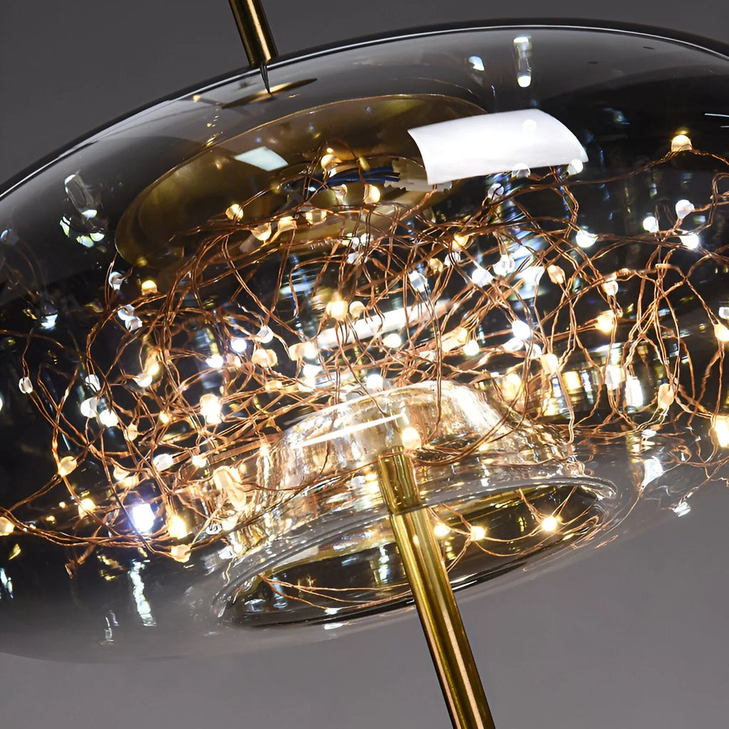 Pendant Light with Sculptural Glass Forms and Adjustable Suspension for Contemporary Dining
