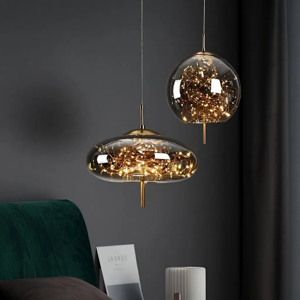 Pendant Light with Sculptural Glass Forms and Adjustable Suspension for Contemporary Dining