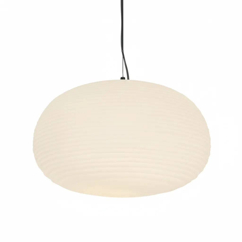 Suspension avec verre opalin nervuré et suspension réglable