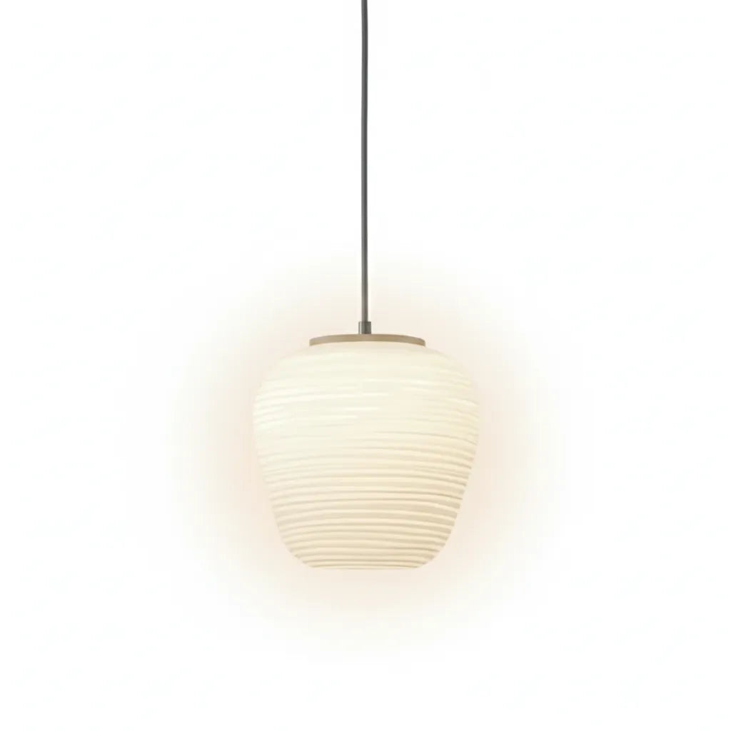 Suspension avec verre opalin nervuré et suspension réglable