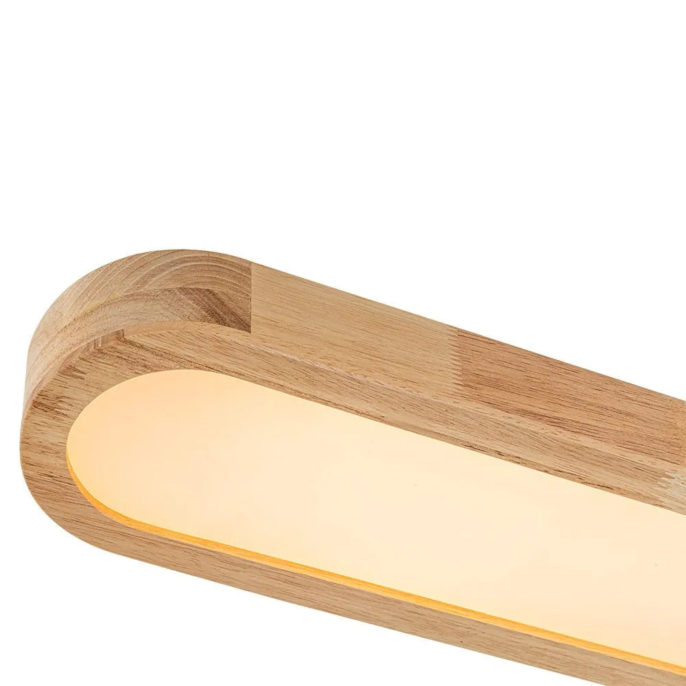 Plafonnier LED avec détail en bois linéaire pour chambre, salon, salle à manger et cuisine