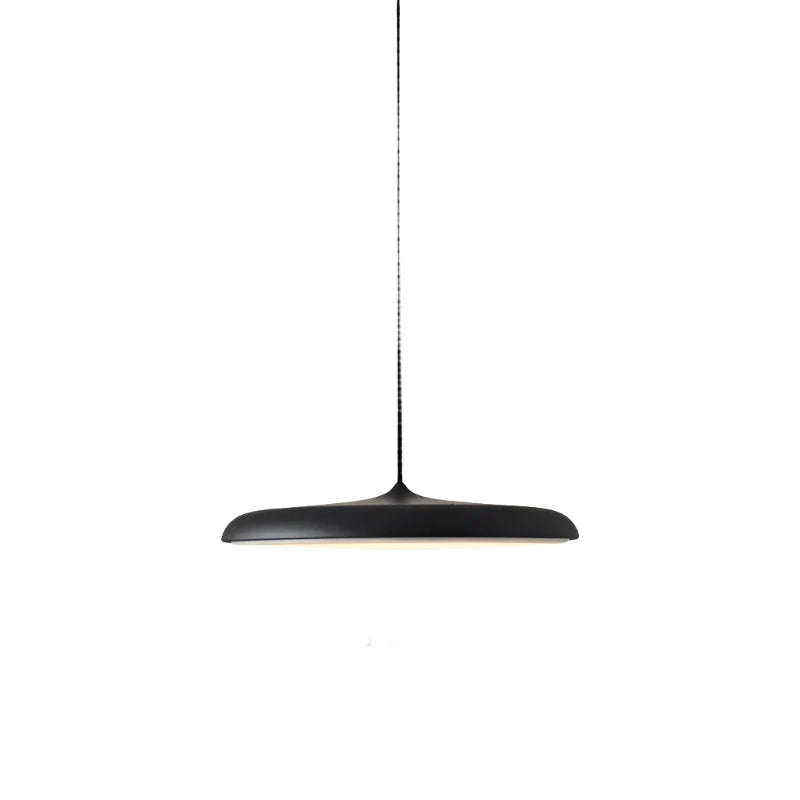 LED Pendant Lights with Modern Metallic Disc Design and Integrated Downward Lighting