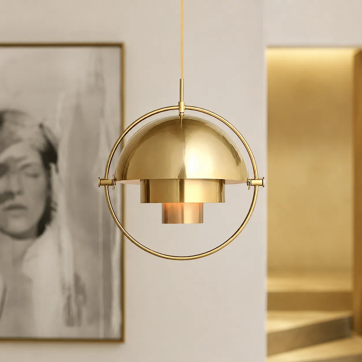 Pendant Light with Modern Orb Design and Adjustable Metal Shell