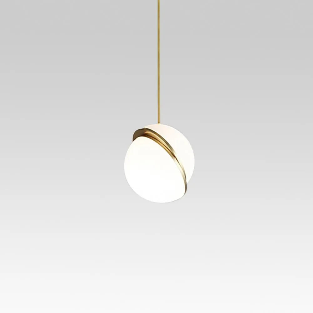 Pendant Light with Modern Brass Globe and Acrylic Diffuser