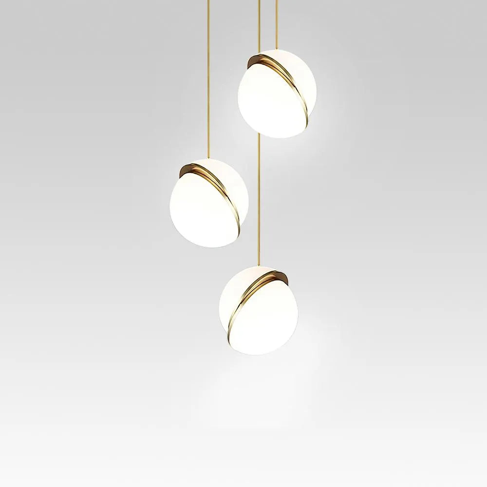 Pendant Light with Modern Brass Globe and Acrylic Diffuser
