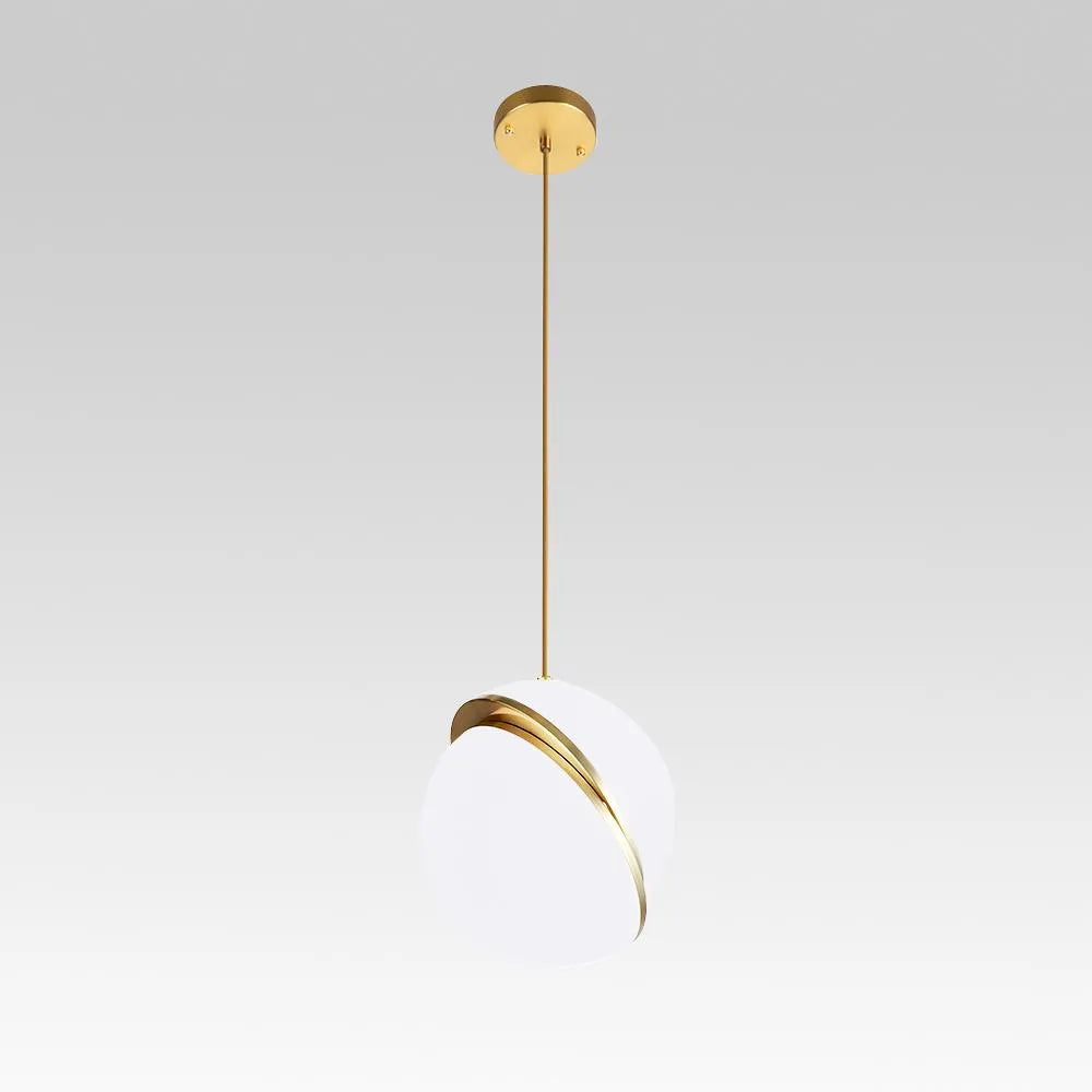 Pendant Light with Modern Brass Globe and Acrylic Diffuser