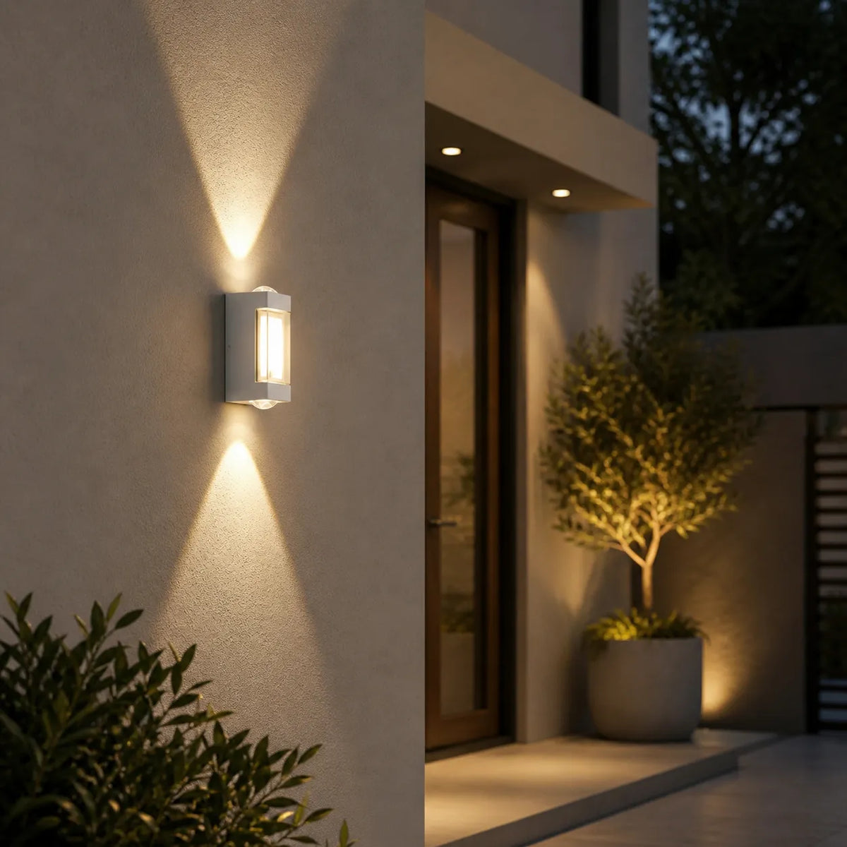 Applique murale d’extérieur avec diffuseur en acrylique dépoli et éclairage LED vers le haut et vers le bas