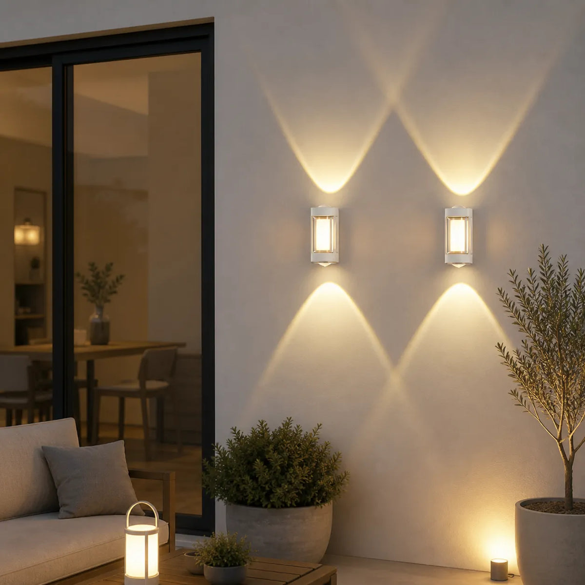 Applique murale d’extérieur avec diffuseur en acrylique dépoli et éclairage LED vers le haut et vers le bas