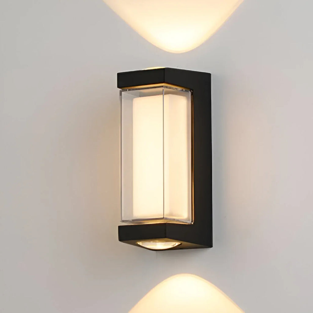 Applique murale d’extérieur avec diffuseur en acrylique dépoli et éclairage LED vers le haut et vers le bas