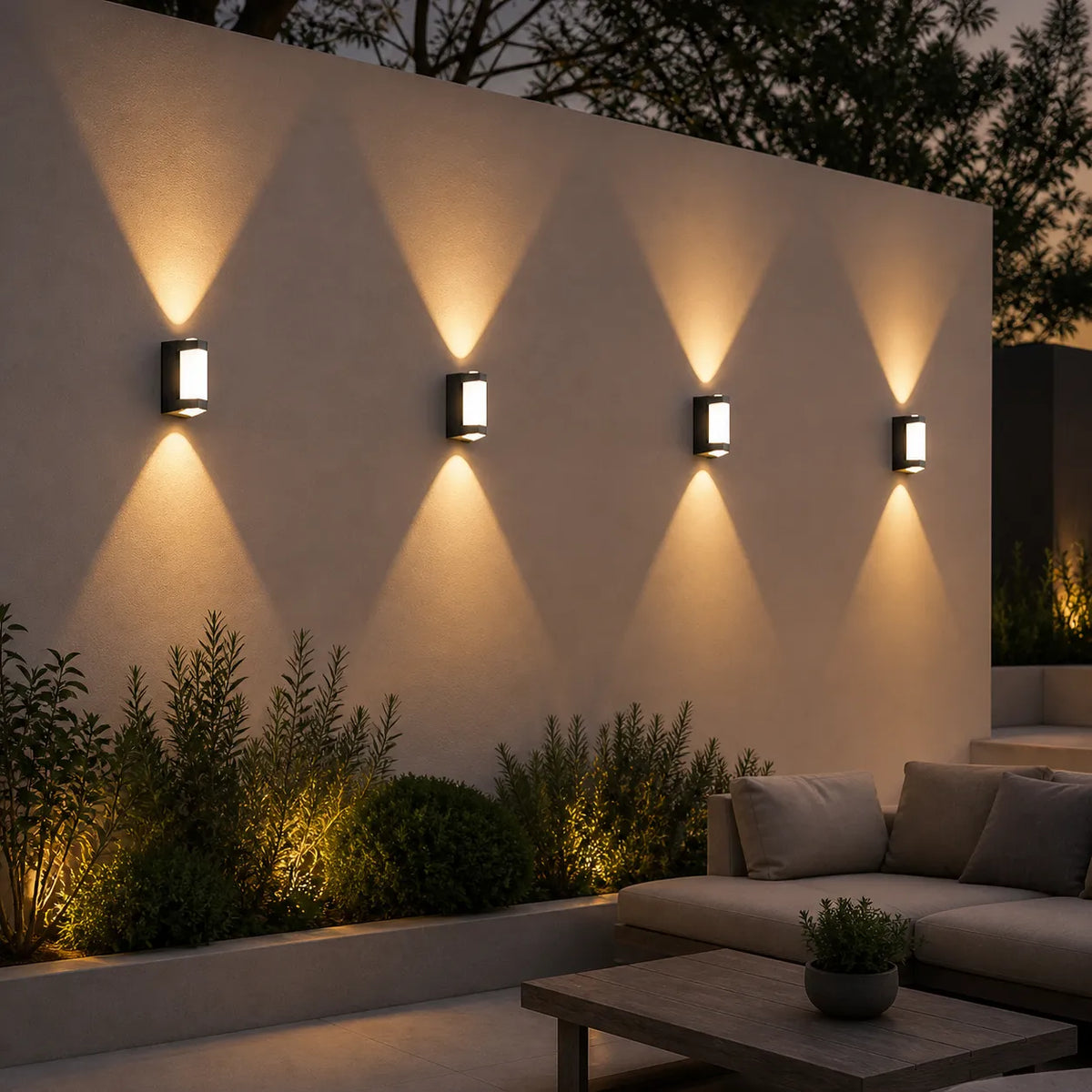 Applique murale d’extérieur avec diffuseur en acrylique dépoli et éclairage LED vers le haut et vers le bas
