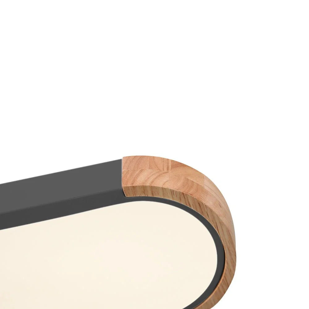 LED-Deckenleuchte mit ovalem Akzent aus Holz