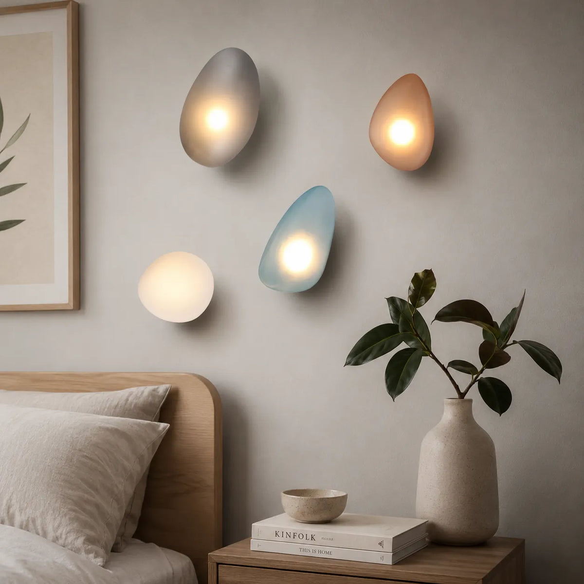 Applique da parete con vetro colorato e LED integrato per camere da letto, soggiorni e corridoi