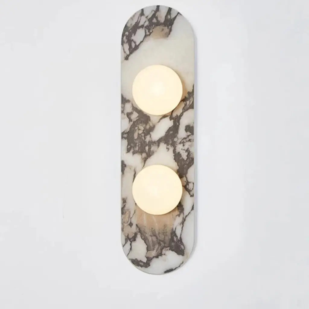 Applique murale avec platine en marbre et globe en verre, au style mid-century modern